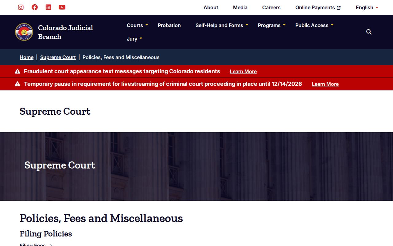 Colorado appellate court record request and clerk information