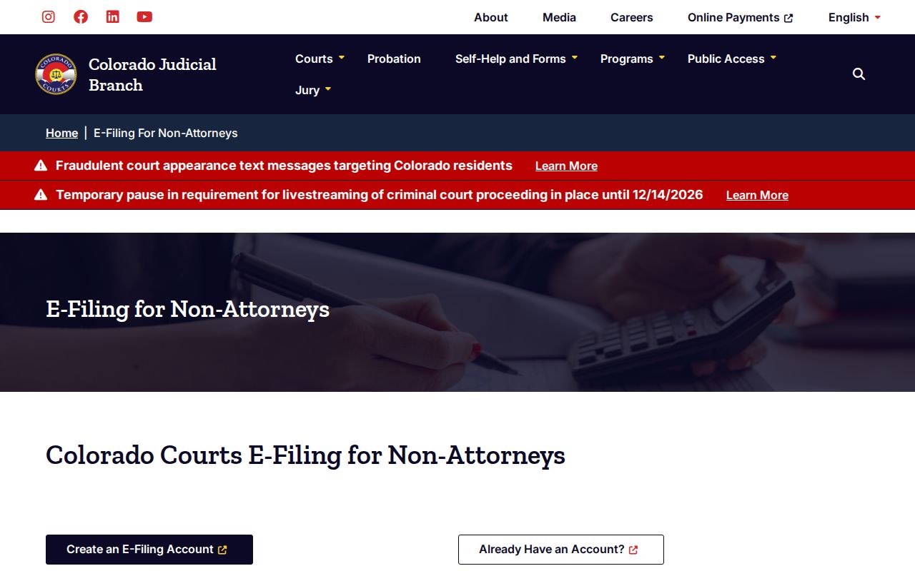 Colorado CCE access eligibility for self-represented court parties