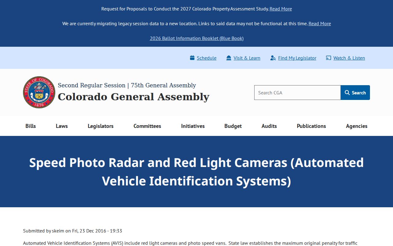 Colorado traffic court records: state automated vehicle identification rules